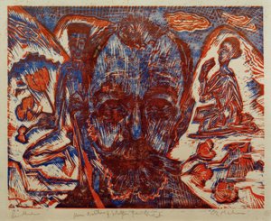 Ferdinand Hodler / Hodlerhoofd / Kleurenhoutsnede door E.L. Kirchner