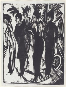 Vijf vrouwen op straat door Ernst Ludwig Kirchner