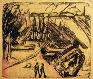 Vrije haven Frankfurt am Main door Ernst Ludwig Kirchner