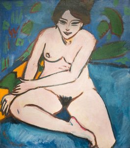Duits: Naakt op blauwe grond Naakt op blauwe grond door Ernst Ludwig Kirchner