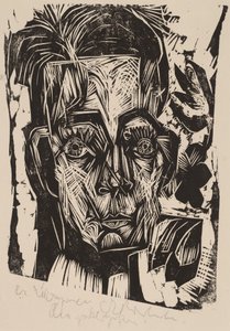Hoofd van Dr. Robert Binswanger (de Student) door Ernst Ludwig Kirchner