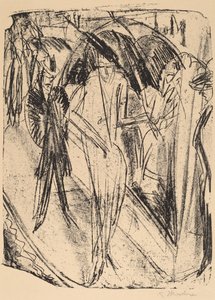 Dame in de regen door Ernst Ludwig Kirchner