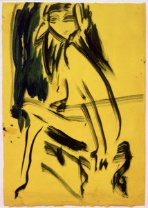 Zonder titel (Zittend meisje) door Ernst Ludwig Kirchner