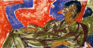 Portret van de schilder Otto Mueller door Ernst Ludwig Kirchner