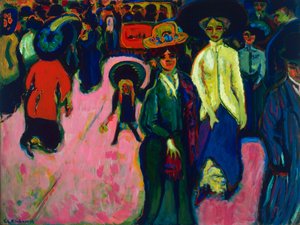Straat, Dresden (Duitsland). Schilderij van Ernst Ludwig Kirchner, olie op doek