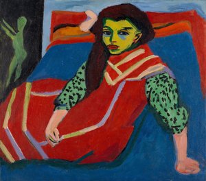 Zittend Meisje (Fränzi Fehrmann) door Ernst Ludwig Kirchner