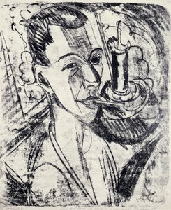 Zelfportret met sigaret door Ernst Ludwig Kirchner