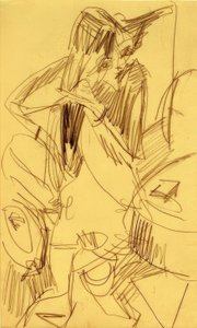 Naakt dat zich kamt door Ernst Ludwig Kirchner