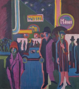 Straatbeeld bij nacht door Ernst Ludwig Kirchner