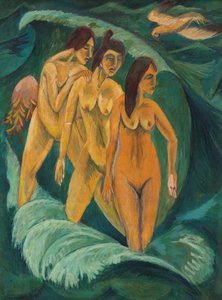 Drie baders, 1913 door Ernst Ludwig Kirchner