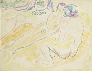 Twee liggende naakten door Ernst Ludwig Kirchner