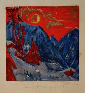 Wintermaan nacht door Ernst Ludwig Kirchner