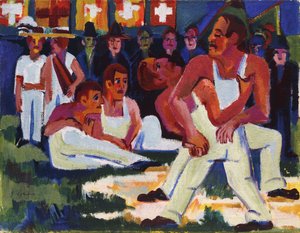 Worstelaars, 1923 door Ernst Ludwig Kirchner