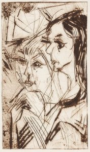 Twee meisjeshoofden. 1919 door Ernst Ludwig Kirchner