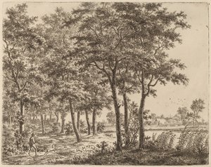 Landschap met een boer die brandhout draagt, ca. 1800