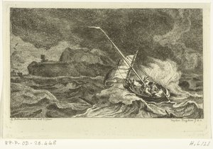 Zeilboot op stormachtige zee