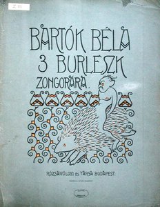 Voorkant van een partituur voor drie burlesken voor piano door Bela Bartok (1881-1945) 1912 door Ervin Voit