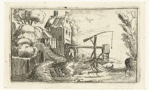 Huis of fabriek aan een kanaal Kleine landschappen (serie) door Esaias van de Velde (rejected attribution)