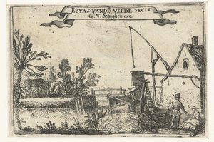 Boerderij bij een kanaal door Esaias van de Velde