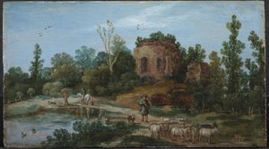 Landschap met een ruïne