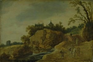 Rotsachtig Landschap met een Kasteel door Esaias van de Velde