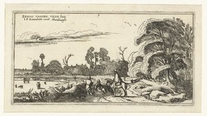 Ruiter en wandelaars op een weg bij Lisse door Esaias van de Velde