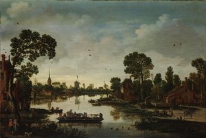 De Veerpont door Esaias van de Velde