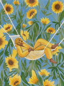 Ontspannen tussen de zonnebloemen