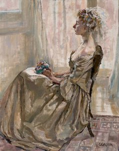 Het Franse Bruidje (olieverf op board) door Ethel Gabain
