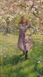 Appelbloesem plukken, 1901 door Ethel Horsfall Ertz