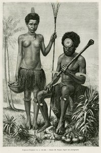 Fijisch koppel. Gravure door E. Ronjat ter illustratie van het verhaal 