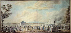 Franse Revolutie: Militair kamp van de Ecole de Mars van toekomstige kaders van het republikeinse leger door Etienne Bericourt