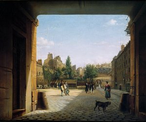 De binnenplaats van het Institut de France, 1825-62 door Etienne Bouhot