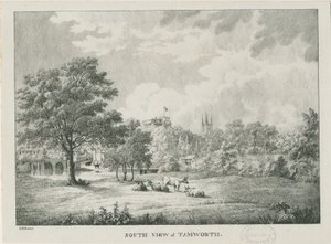 Tamworth - Verre uitzicht vanuit het zuiden: lithografie, nd [1796-1865]