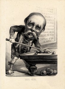 Vliegend blad - Illustratie door Etienne Carjat (1826-1906): Biljart - Feval Paul (1816-1887)