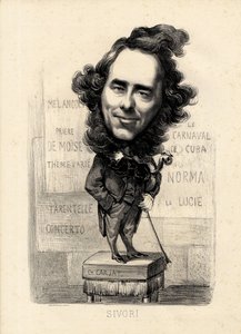 Vliegend blad - Illustratie door Etienne Carjat (1826-1906): Sivori Camille Camillo (1815-1894)