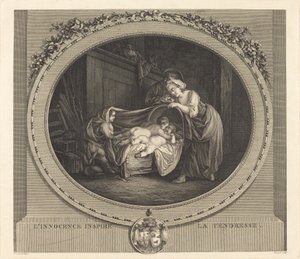 De onschuld inspireert tederheid door Etienne Claude Voysard after Jean Honoré Fragonard