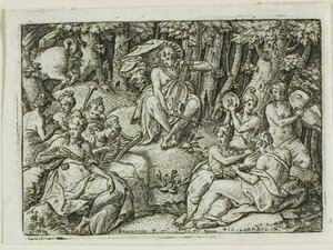 Apollo en de Muzen door Etienne Delaune