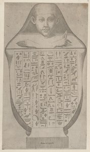 Speculum Romanae Magnificentiae: Gezicht van een Egyptische kanopische vaas door Etienne DuPérac.