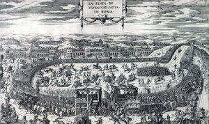 Dupérac Feest van Testaccio 1554 door Etienne Duperac