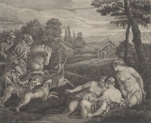 Diane en Acteon veranderd in Hert, ca. 1742