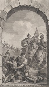 De Kapel van de Enfants-Trouvés in Parijs: La Suite des rois mages: cavaliers, 1756 door Etienne Fessard