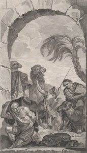 De Kapel van de Enfants-Trouvés in Parijs: La Suite des rois mages: chameliers et porteur, 1756 door Etienne Fessard