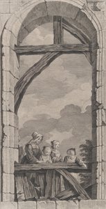 De kapel van de Enfants-Trouvés in Parijs: Religieuse et petites filles regardant la crèche, 1756