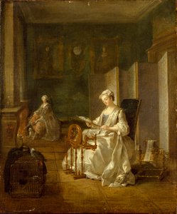 Interieur met twee Vrouwen door Étienne Jeaurat
