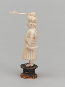 Zwarte pion, schaakstuk, India, circa 1820