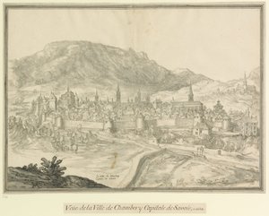 De stad Chambery  Hoofdstad van Savoye: Veüe de la Ville de Chambéry Hoofdstad van Savoye, in 1618