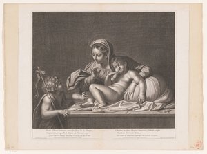 Maria met slapende Christus maant Johannes de Doper tot stilte door Etienne Picart