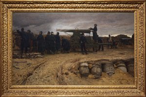 Frans zwaar artilleriestuk bij het beleg van Parijs, 1872