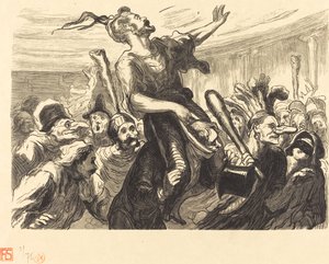 La Mi-Careme - Op het bal van de Opera door Etienne after Honoré Daumier
